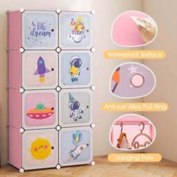 Costway Pink 8 Cube Baby Closet Organiser - Size: 45 x 37 x 16cm - Wilko - thumbnail 4