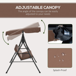 Outsunny 3 Seater Brown Swing Chair with Canopy - Size: 141 x 53 x 13cm - Wilko - thumbnail 6