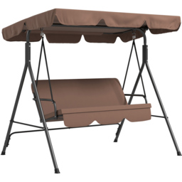 Outsunny 3 Seater Brown Swing Chair with Canopy - Size: 141 x 53 x 13cm - Wilko - thumbnail 3