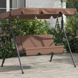Outsunny 3 Seater Brown Swing Chair with Canopy - Size: 141 x 53 x 13cm - Wilko - thumbnail 1