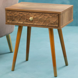 Interiors by Premier Frida Single Drawer Small Side Table - Size: 45 x 29 x 50cm - Brown - Wilko