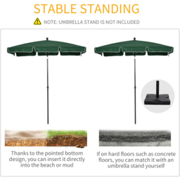 Outsunny Green Tilting Parasol 2 x 1.25m - Size: 2m - Wilko - thumbnail 7