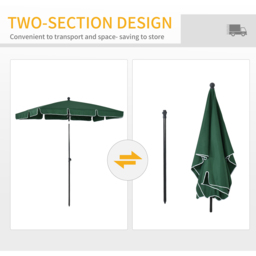 Outsunny Green Tilting Parasol 2 x 1.25m - Size: 2m - Wilko - thumbnail 6