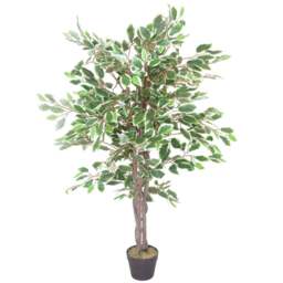 Leaf Ficus White Edge Artificial Tree in Pot 130cm - Size: 100 x 60 x 60cm - Green - Wilko