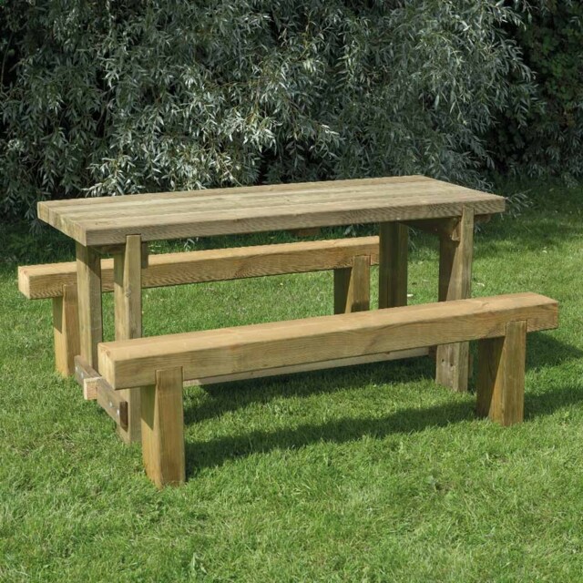 Forest Garden Refectory Picnic Table and Bench 6ft - Size: 6 Seater - Brown - Wilko - image 1