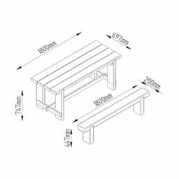 Forest Garden Refectory Picnic Table and Bench 6ft - Size: 6 Seater - Brown - Wilko - thumbnail 5