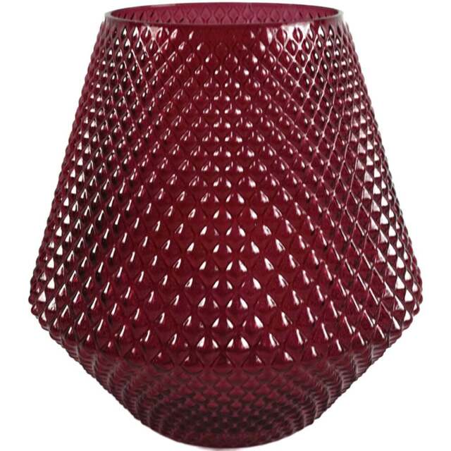 Botanik Pink Diamond Embossed Glass Vase 23cm - Size: 23 x 22 x 22cm - Wilko - image 1