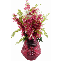 Botanik Pink Diamond Embossed Glass Vase 23cm - Size: 23 x 22 x 22cm - Wilko - thumbnail 5