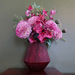 Botanik Pink Diamond Embossed Glass Vase 23cm - Size: 23 x 22 x 22cm - Wilko - thumbnail 3
