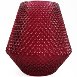 Botanik Pink Diamond Embossed Glass Vase 23cm - Size: 23 x 22 x 22cm - Wilko - thumbnail 4