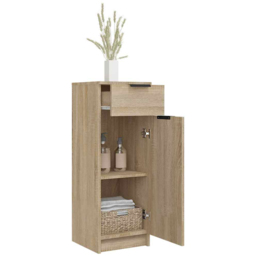 vidaXL Single Door Single Drawer Bathroom Cabinet - Size: 90 x 32 x 33.5cm - Brown - Wilko - thumbnail 5