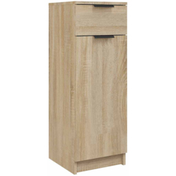 vidaXL Single Door Single Drawer Bathroom Cabinet - Size: 90 x 32 x 33.5cm - Brown - Wilko - thumbnail 3