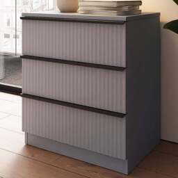 FWStyle Lania 3 Drawer Dark Grey Scalloped Ripple Effect Chest of Drawers - Wilko - thumbnail 1