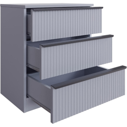 FWStyle Lania 3 Drawer Dark Grey Scalloped Ripple Effect Chest of Drawers - Wilko - thumbnail 4