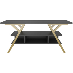 Decorotika Minerva Decorative 4 Open Shelf Gold and Anthracite TV Unit - Size: 55 x 120 x 35cm - Multi - Wilko - thumbnail 4