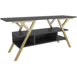 Decorotika Minerva Decorative 4 Open Shelf Gold and Anthracite TV Unit - Size: 55 x 120 x 35cm - Multi - Wilko - thumbnail 3