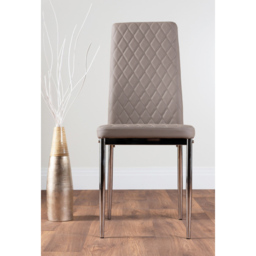 Furniturebox Molini Modern Valera 6 Seater Dining Set Grey Gloss Cappuccino and Chrome - Brown - Wilko - thumbnail 5