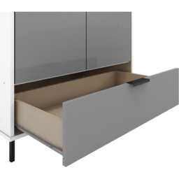 Seconique Madrid 2 Door Single Drawer Grey and White Gloss Wardrobe - Size: 2 Door, Single Drawer - Wilko - thumbnail 7