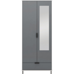 Seconique Madrid 2 Door Single Drawer Grey and White Gloss Wardrobe - Size: 2 Door, Single Drawer - Wilko - thumbnail 4