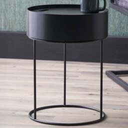 Pacific Lifestyle Hugo Black Wood Veneer and Black Metal Storage Table - Wilko - thumbnail 1