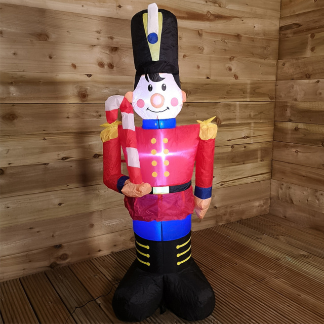 Premier White LED Inflatable Toy Soldier with Candy Cane Christmas Decoration 3.9ft - Size: 120 x 120 x 60cm - Red - Wilko - image 1