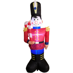 Premier White LED Inflatable Toy Soldier with Candy Cane Christmas Decoration 3.9ft - Size: 120 x 120 x 60cm - Red - Wilko - thumbnail 3
