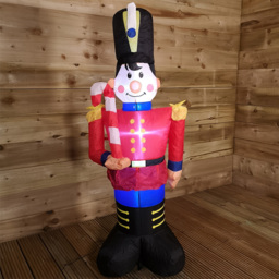 Premier White LED Inflatable Toy Soldier with Candy Cane Christmas Decoration 3.9ft - Size: 120 x 120 x 60cm - Red - Wilko - thumbnail 1