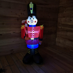 Premier White LED Inflatable Toy Soldier with Candy Cane Christmas Decoration 3.9ft - Size: 120 x 120 x 60cm - Red - Wilko - thumbnail 7