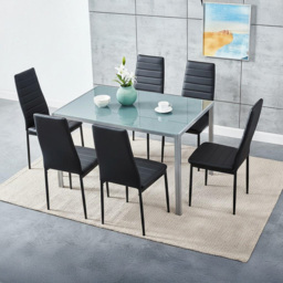 Kosy Koala 6 Seater Glass and Metal Dining Set Black - Grey - Wilko - thumbnail 5