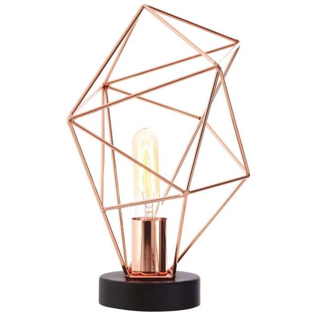 Premier Housewares Copper Finish Table Lamp - Size: 20 x 18 x 33cm - Gold - Wilko - image 1