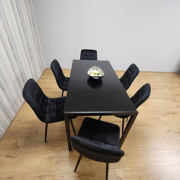 Kosy Koala 6 Seater Velvet Glass Dining Set Black - Portland - Wilko - thumbnail 4