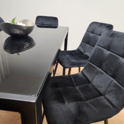 Kosy Koala 6 Seater Velvet Glass Dining Set Black - Portland - Wilko - thumbnail 6