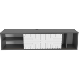 Decorotika Teo 2 Door 2 Shelf Traverter and Walnut Floating TV Unit - Size: 29.5 x 140 x 29.5cm - Multi - Wilko - thumbnail 3