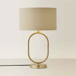 ValueLights Antonia Beige with Gold Inner Drum Shade Brushed Gold Oval LED Table Lamp - Size: 42.3 x 25 x 25cm - Wilko - thumbnail 6