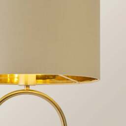 ValueLights Antonia Beige with Gold Inner Drum Shade Brushed Gold Oval LED Table Lamp - Size: 42.3 x 25 x 25cm - Wilko - thumbnail 4