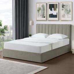 Artemis Home Evelynne King Size Light Brown Linen Upholstered Ottoman Bed - Wilko - thumbnail 1