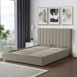 Artemis Home Evelynne King Size Light Brown Linen Upholstered Ottoman Bed - Wilko - thumbnail 3