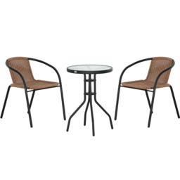 Outsunny 2 Seater Brown Rattan Stackable Garden Bistro Set - Wilko - thumbnail 3