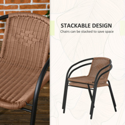 Outsunny 2 Seater Brown Rattan Stackable Garden Bistro Set - Wilko - thumbnail 7
