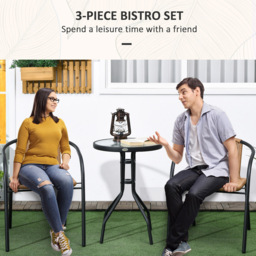 Outsunny 2 Seater Brown Rattan Stackable Garden Bistro Set - Wilko - thumbnail 6