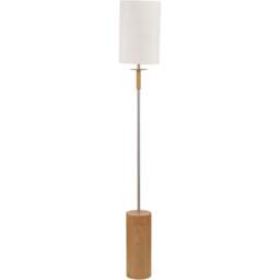 Pacific Lifestyle Bonham White Fabric Shade Natural Wood Veneer and Silver Metal Floor Lamp - Size: 161 x 23 x 23cm - Wilko