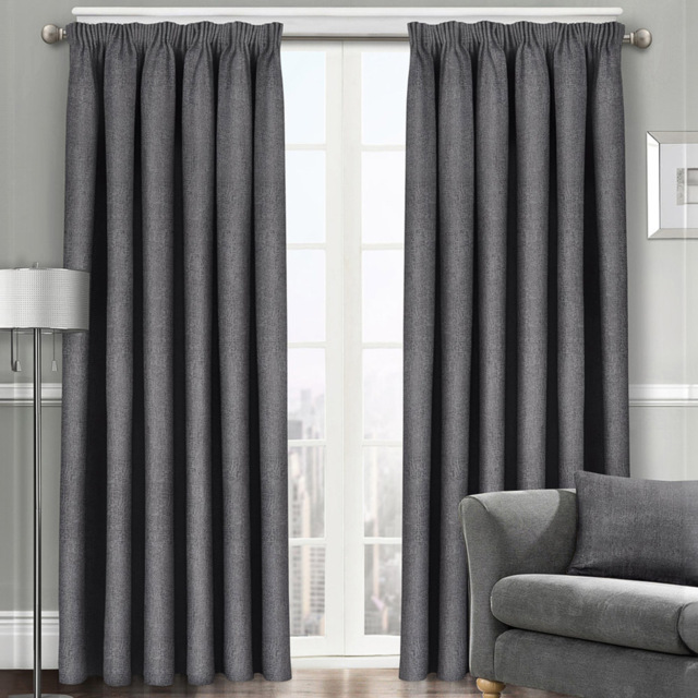 Velosso Westwood Charcoal Tape Top Curtains 168 x 137cm - Size: W 168 x D 137cm - Grey - Wilko - image 1