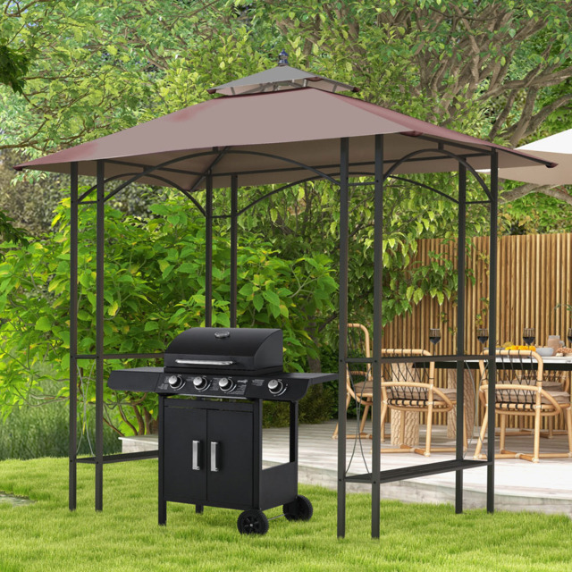 Outsunny 2.5 x 1.5m Black and Coffee BBQ Gazebo Canopy - Size: 2 x 3m - Brown - Wilko - image 1