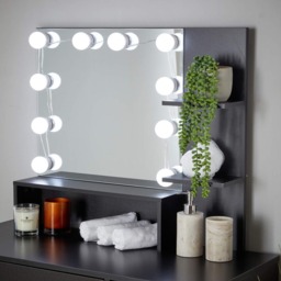 Home Source Sophia Single Door Single Drawer Black Dressing Table Set with LED Mirror - Size: 134 x 85 x 40cm - Wilko - thumbnail 4