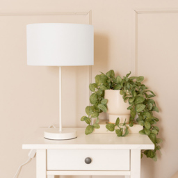 ValueLights Charlie Drum Shade White Table Lamp and Bulb - Size: 35 x 25 x 25cm - Wilko - thumbnail 4