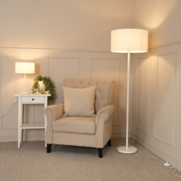 ValueLights Charlie Drum Shade White Table Lamp and Bulb - Size: 35 x 25 x 25cm - Wilko - thumbnail 5
