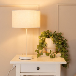 ValueLights Charlie Drum Shade White Table Lamp and Bulb - Size: 35 x 25 x 25cm - Wilko - thumbnail 3