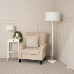 ValueLights Charlie Drum Shade White Table Lamp and Bulb - Size: 35 x 25 x 25cm - Wilko - thumbnail 6