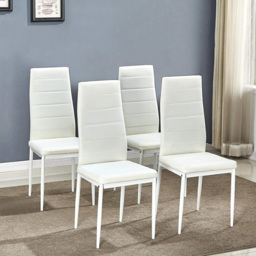 Portland 4 Seater Faux Leather Glass Tabletop Round Dining Set White - Wilko - thumbnail 3