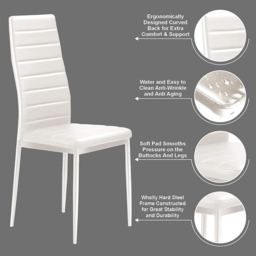 Portland 4 Seater Faux Leather Glass Tabletop Round Dining Set White - Wilko - thumbnail 5